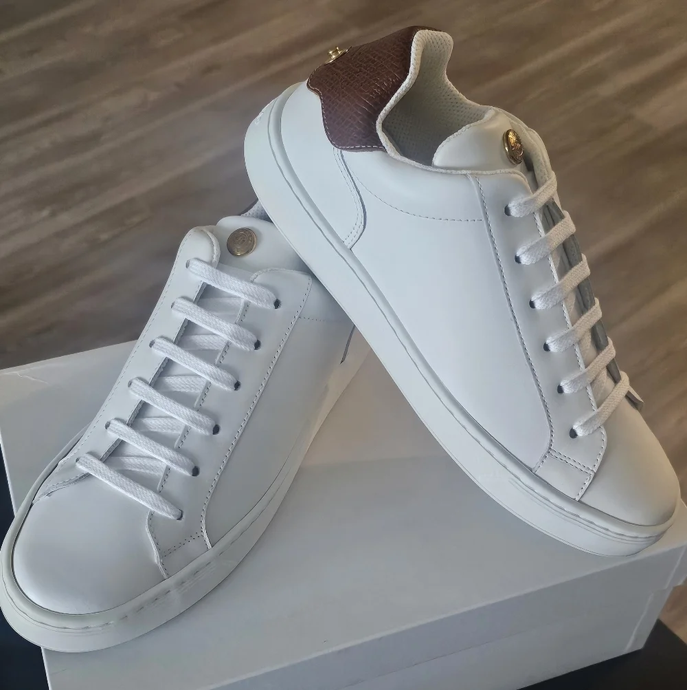 Longchamp White Sneakers with Brown Detail Size 37